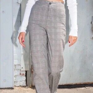 BRANDY MELVILLE Kim High Rise Trouser Black and White Houndstooth 90s Academia